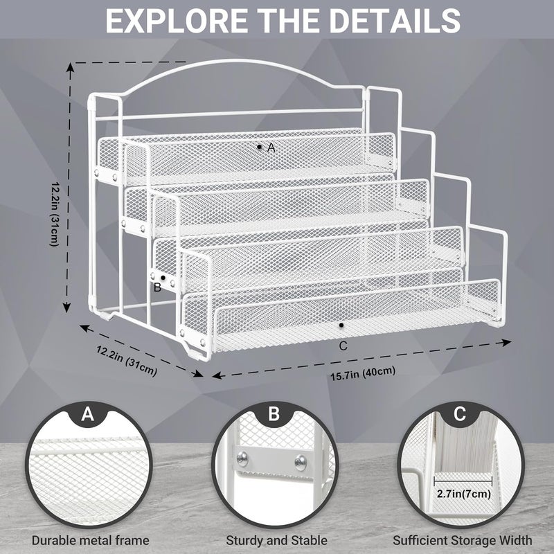 ANBOXIT Greeting Card Display Stand Organizer, 4-Tier Postcard Rack Sticker Display Stand Holder for Vendors Retail, Paint, Craft, Metal White - Image 3